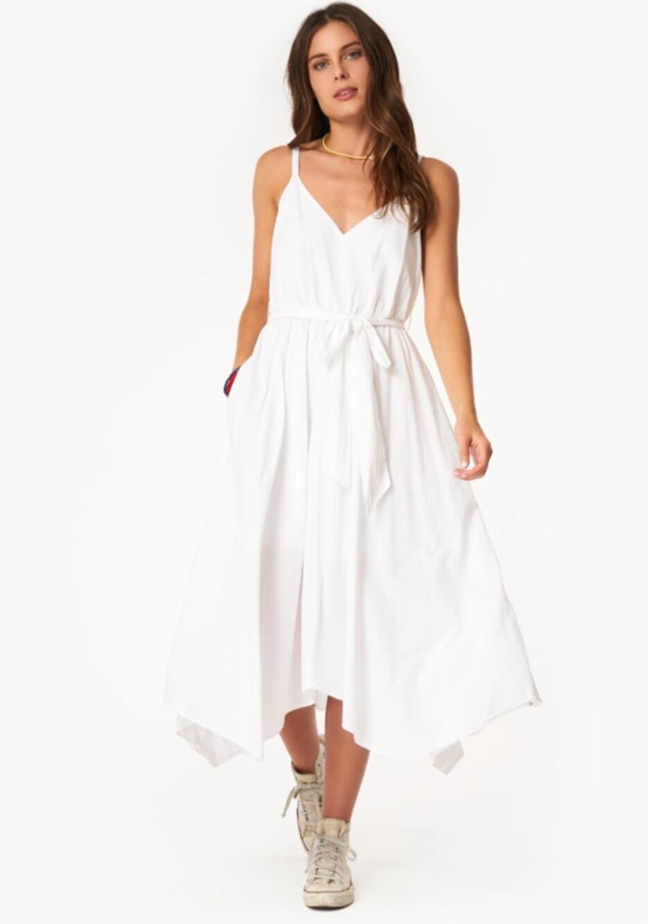 XIRENA Karolina White 100% Cotton Midi Dress Size Small